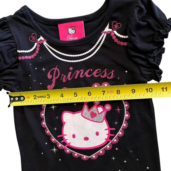 NWT Hello Kitty Princess T-Shirt Black Size 4 Cotton Glitter Sanrio SS Crown - Picture 13 of 13